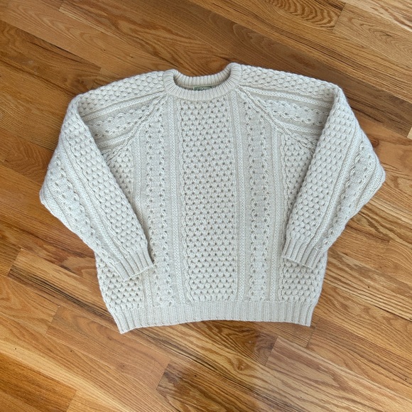 Cream Cable Knit Wool Sweater - Picture 3 of 8